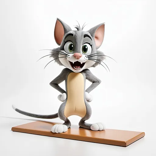 Prompt: tom.(tom and jerry 
) with a skirting bord
   white background with only  its right slide towards  the camera

