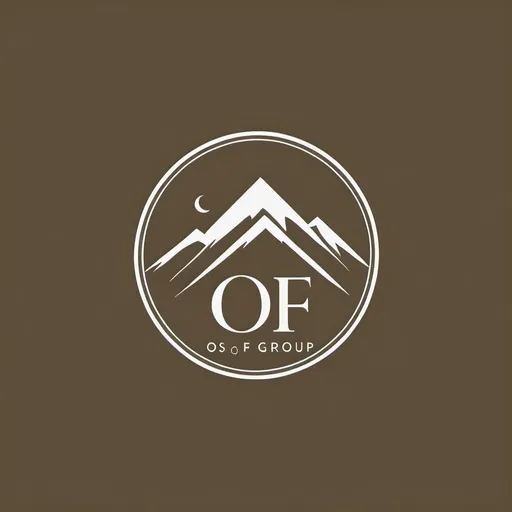 Prompt: Create a logo for my real estate group named “O&F Group”.  Give it a simple, clean, high end, Pacific Northwest, minimalist feel. Create a unique image combining a mountain, house or roof, and the initials O and F.

