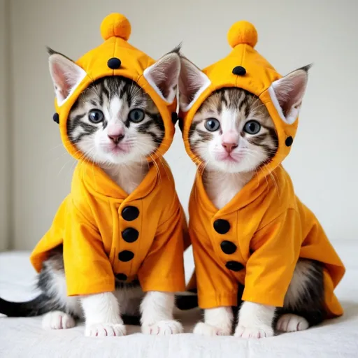 Prompt: kittens dressed as jiraffes