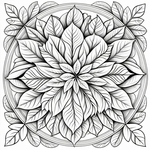 Prompt: leaves autumn mandala coloring page