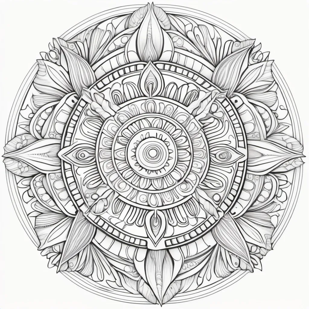 Prompt: sea mandala coloring page