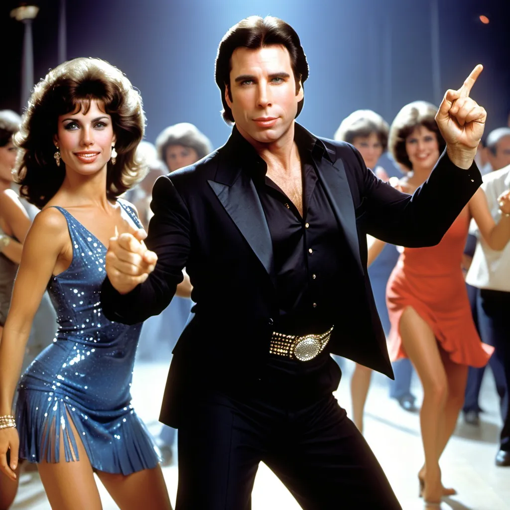 Prompt: john travolta disco dancing in times suare