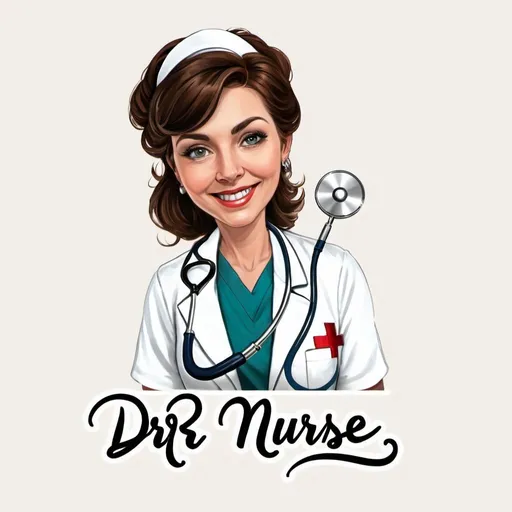 Prompt: create a signature for "Dr. Nurse Hatchet." in cursive with a stylized stethoscope