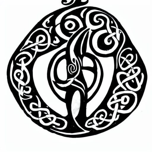 Prompt: fire Fairy 
celtic rune
black and white

 