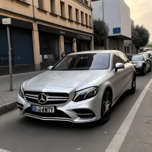 Prompt: A MERCEDES car in a delarship with the licence plate GJ16MTY