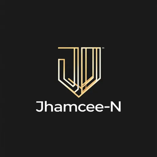Prompt: sleek logo design of "Jhamcee-N", modern, minimalist, incorporating a sophisticated and professional feel, unique font representation, strong geometric lines, balanced composition, suitable for brand identity, rich color palette with depth, high contrast, professional modern graphic, polished appearance, suitable for branding, eye-catching and distinct