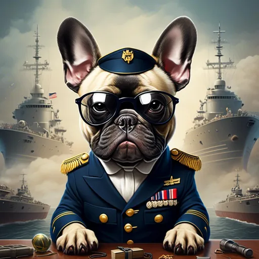 Prompt: French Bulldog <mymodel> in U.S. Navy seal style.