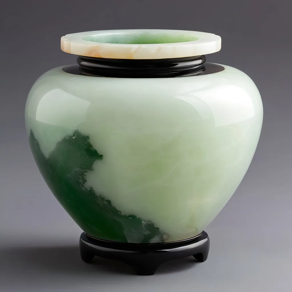 Prompt: Onyx and jade pot.