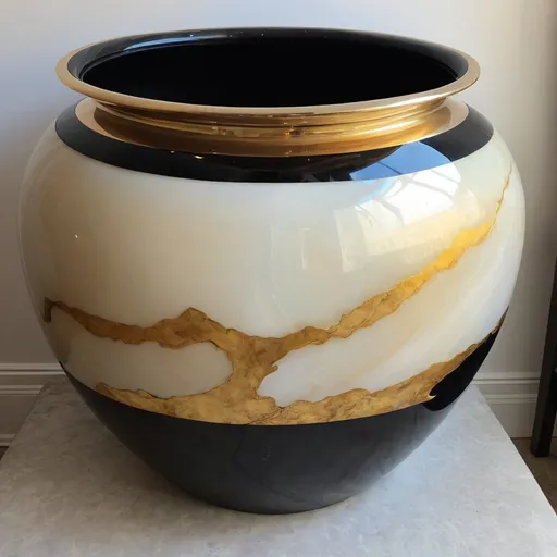 Prompt: giant Onyx and gold pot.