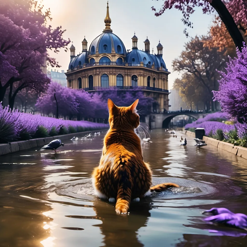 Prompt: 🦀 flood water in paris, cat among pigeons, 🎆 ethereal fashion garage sale holy ark of covenant discovery, gold gilded details I feel (I feel) the lavender haze creepin' up on me , shimmering, photography by annie leibovitz, Ori Gherst,Animorphia - Kerby Rosanes, James christensen , 16K HD, sharp focus, attention to details 