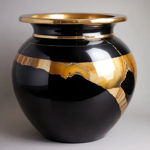 Prompt: giant Onyx and gold pot.