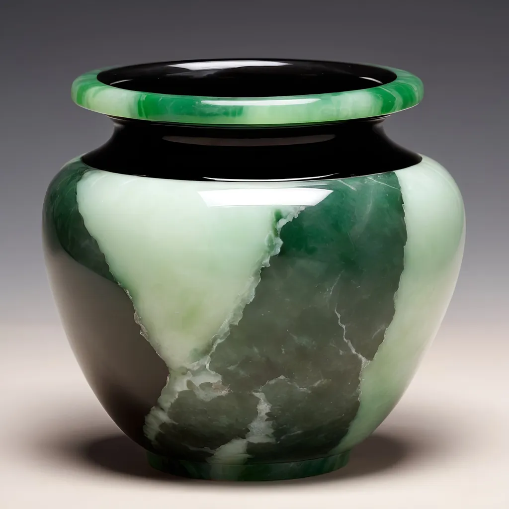 Prompt: Onyx and jade pot.