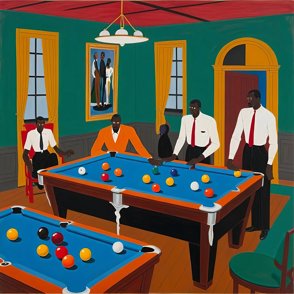 Prompt: Jacob Lawrence, Pool Parlor, 1942