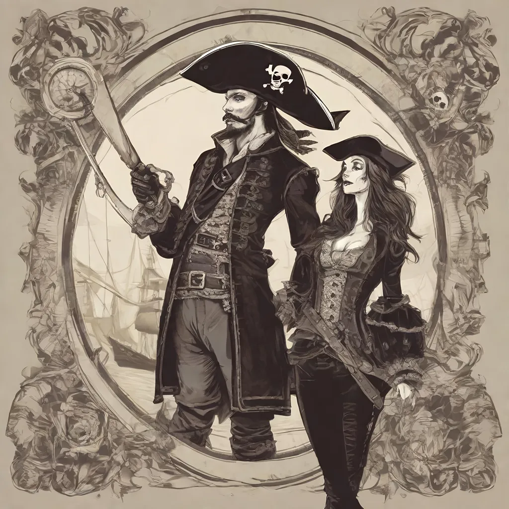 Prompt: Pair of elegant pirates.
