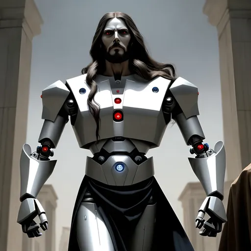 Prompt: Vengeful robotic evil Jesus christ