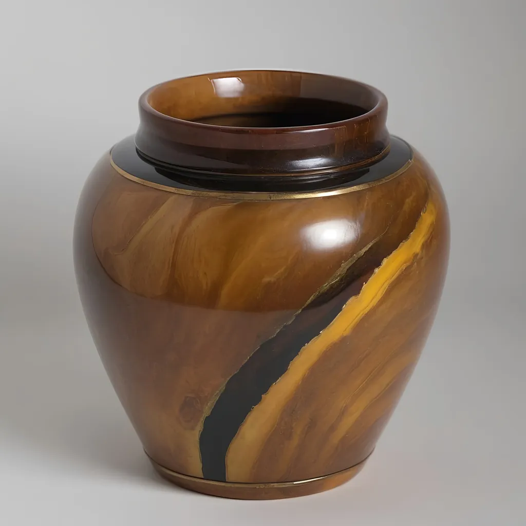 Prompt: Onyx and gold pot. Tigers eye.