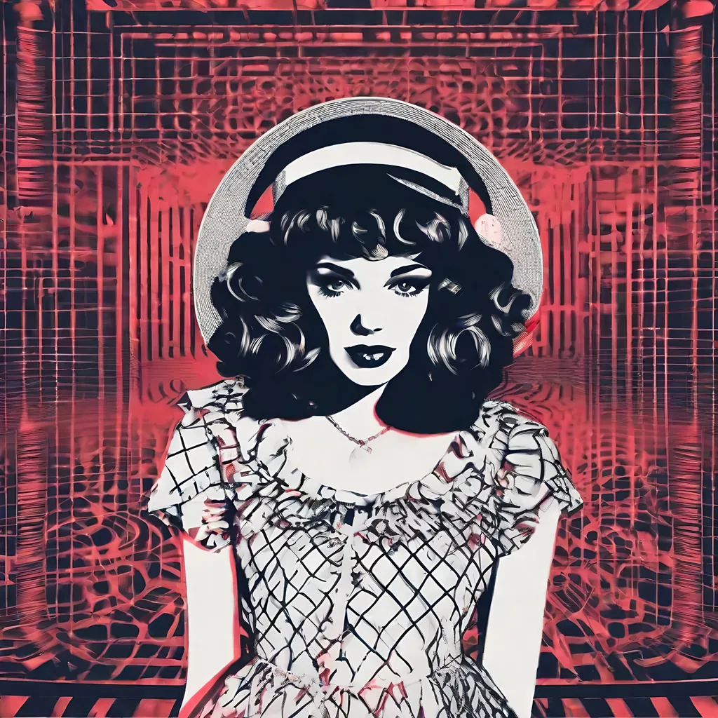 Prompt: little miss muffet photonegative refractograph fashion graphic design, halftone photo effect, in the style of T-shirt graphic designs, boho brutalism, minimalist, retrofuturism, fairycore, princesscore, Hypebeast, #graphx, trending on behance