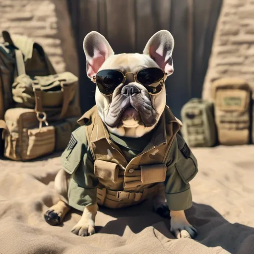 Prompt: <mymodel>French Bulldog as an army ranger.