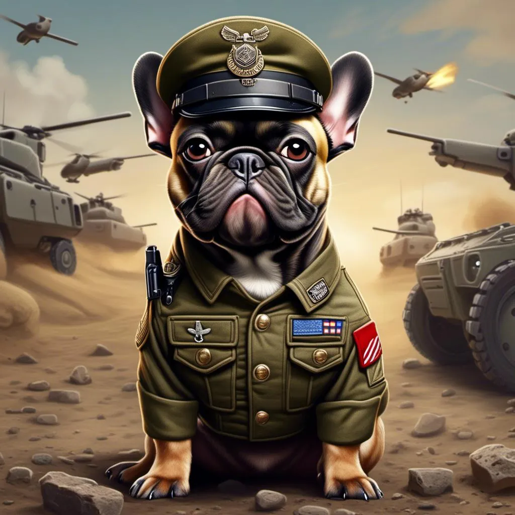 Prompt: <mymodel>French Bulldog as an army ranger.