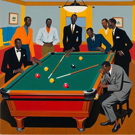 Prompt: Jacob Lawrence, Pool Parlor, 1942