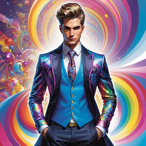 Prompt: orthogonal sartorial helix, dapper: artgerm, lisa frank, peter paul rubens, Alexandre Charles Guillemot