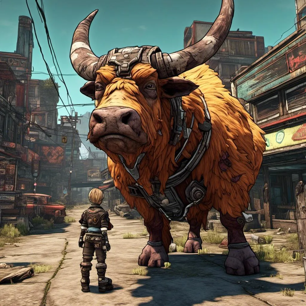 Prompt: <mymodel>small dwarf highland bull in the inner city.