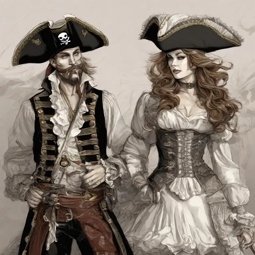 Prompt: Pair of elegant pirates.