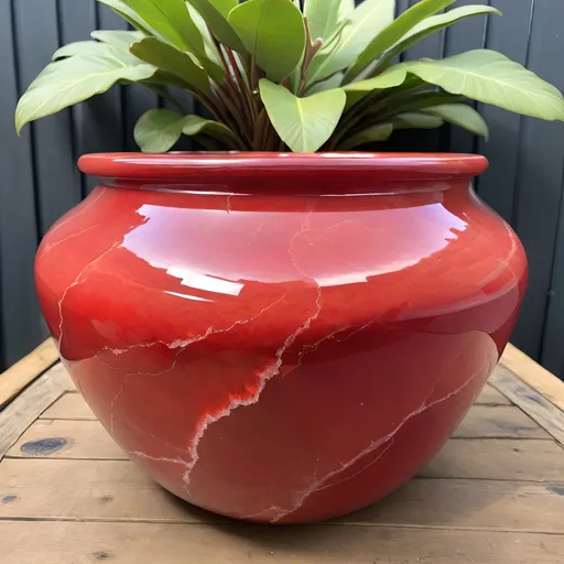 Prompt: Big Red quartz pot.