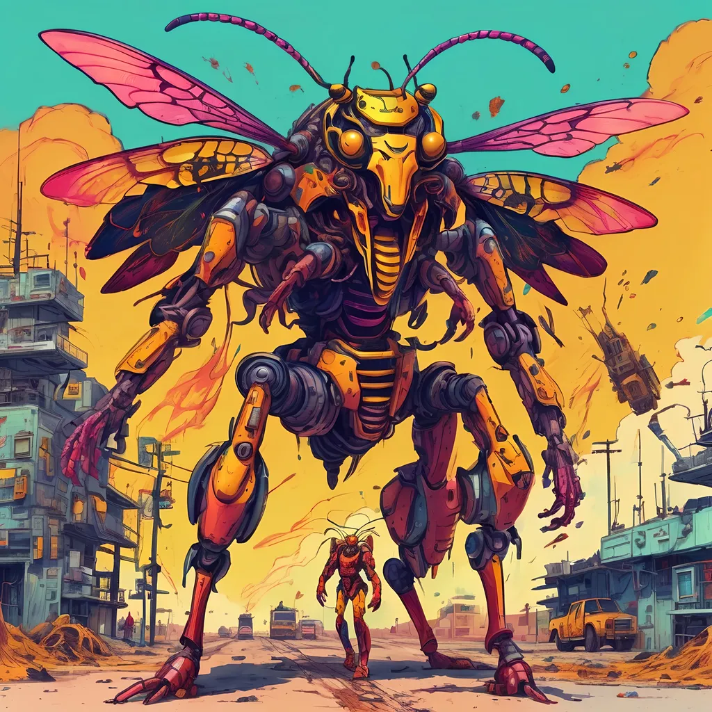 Giant hornet mech hunting some poor souls. Science F...