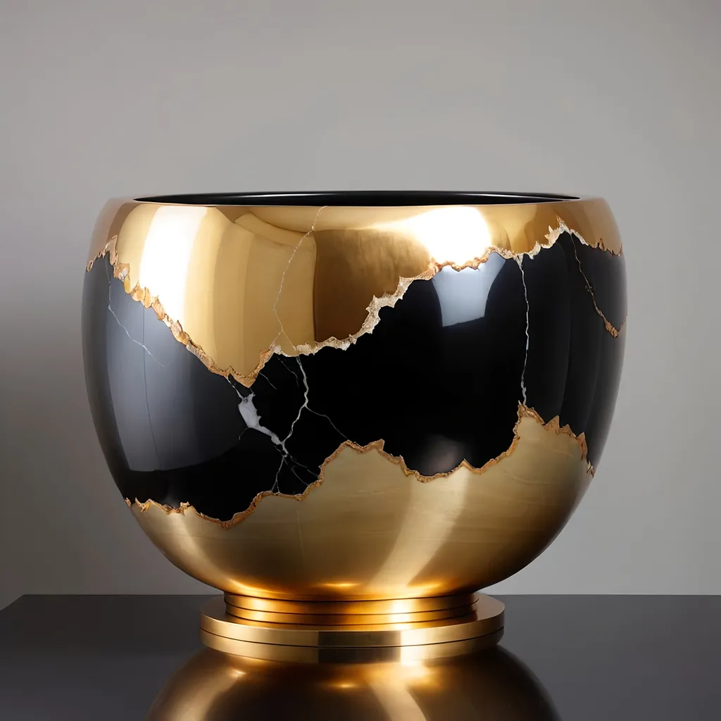 Prompt: giant Onyx and gold pot.