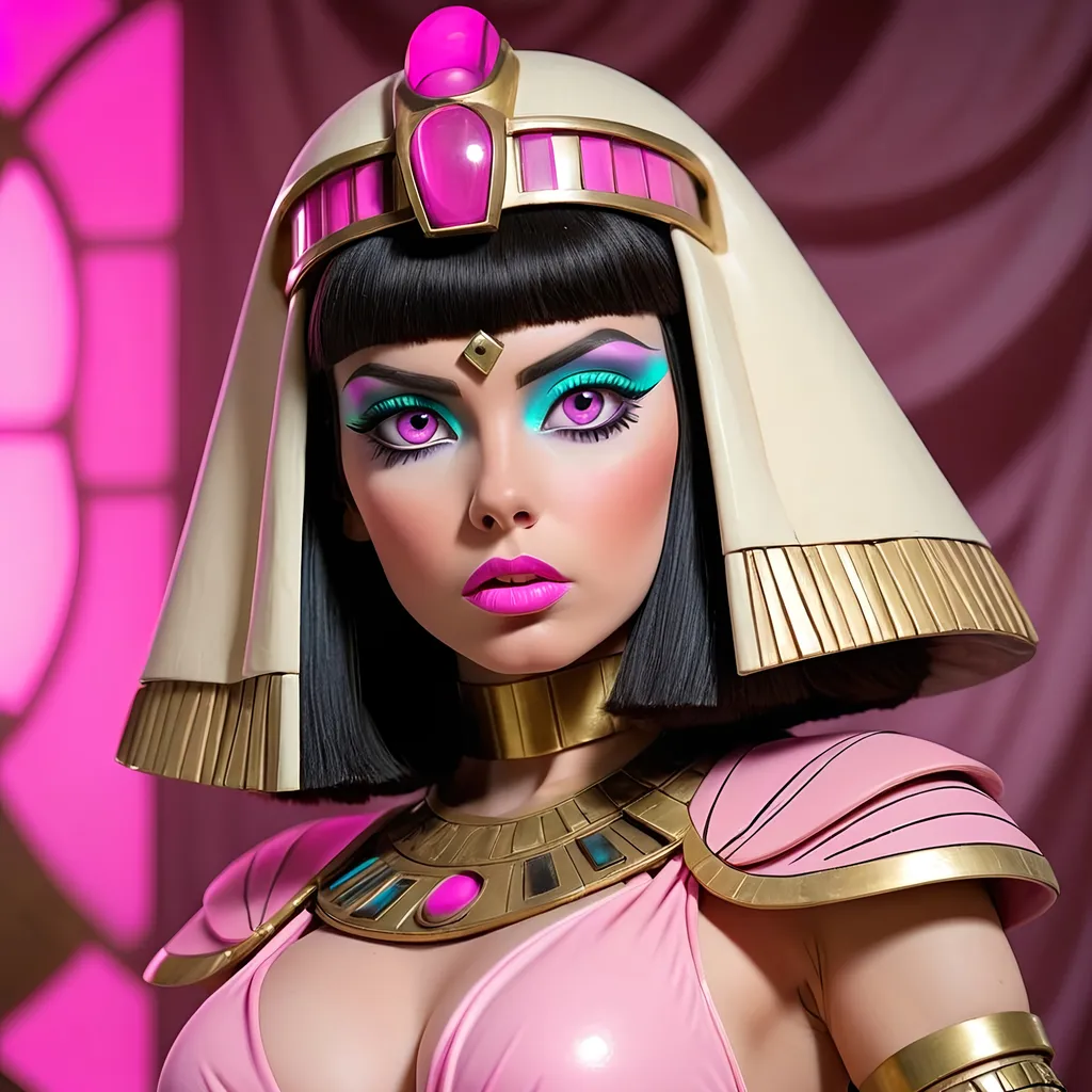 Prompt: Madelyn Cline  as hypnotic pink bimbo  scifi Cleopatra             