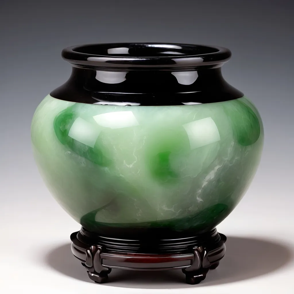 Prompt: Onyx and jade pot.