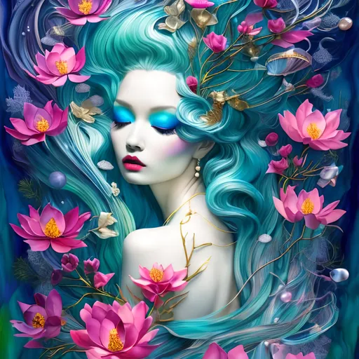 Prompt: multi exposure, goddess of love with pearl masterpiece coniferous, 3/4 portrait, fashion editorial art by Lin Fengmian, Anna dittmann, Justin Gaffrey, John Lowrie Morrison, Patty Maher, John Ruskin, Chris Friel, van Gogh, Valerie Hegarty, endre penovac.
3d, soft colors watercolors and ink, beautiful, fantastic view, extremely detailed, intricate, best quality, highest definition, rich colours 3d, extremely detailed, intricate, beautiful, high