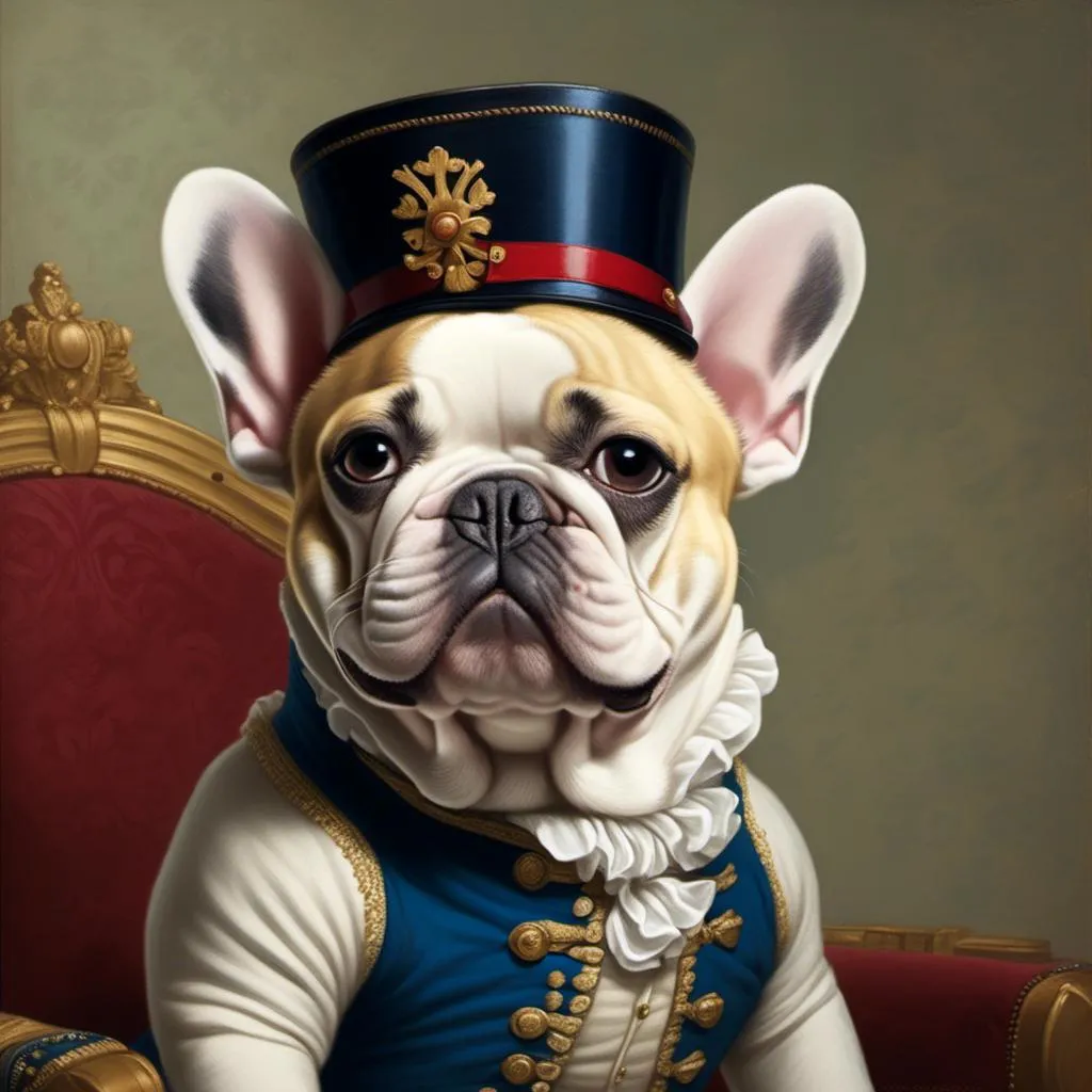 Prompt: <mymodel>French Bulldog as Napoleon. 