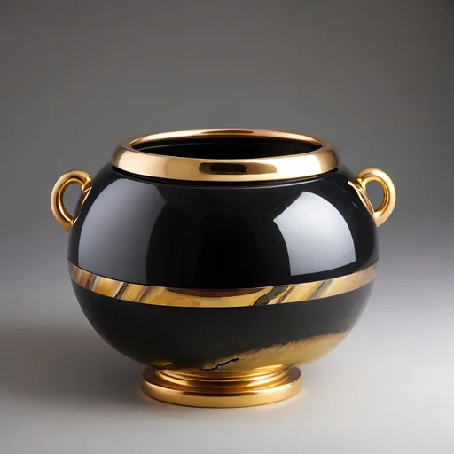 Prompt: Onyx and gold pot.