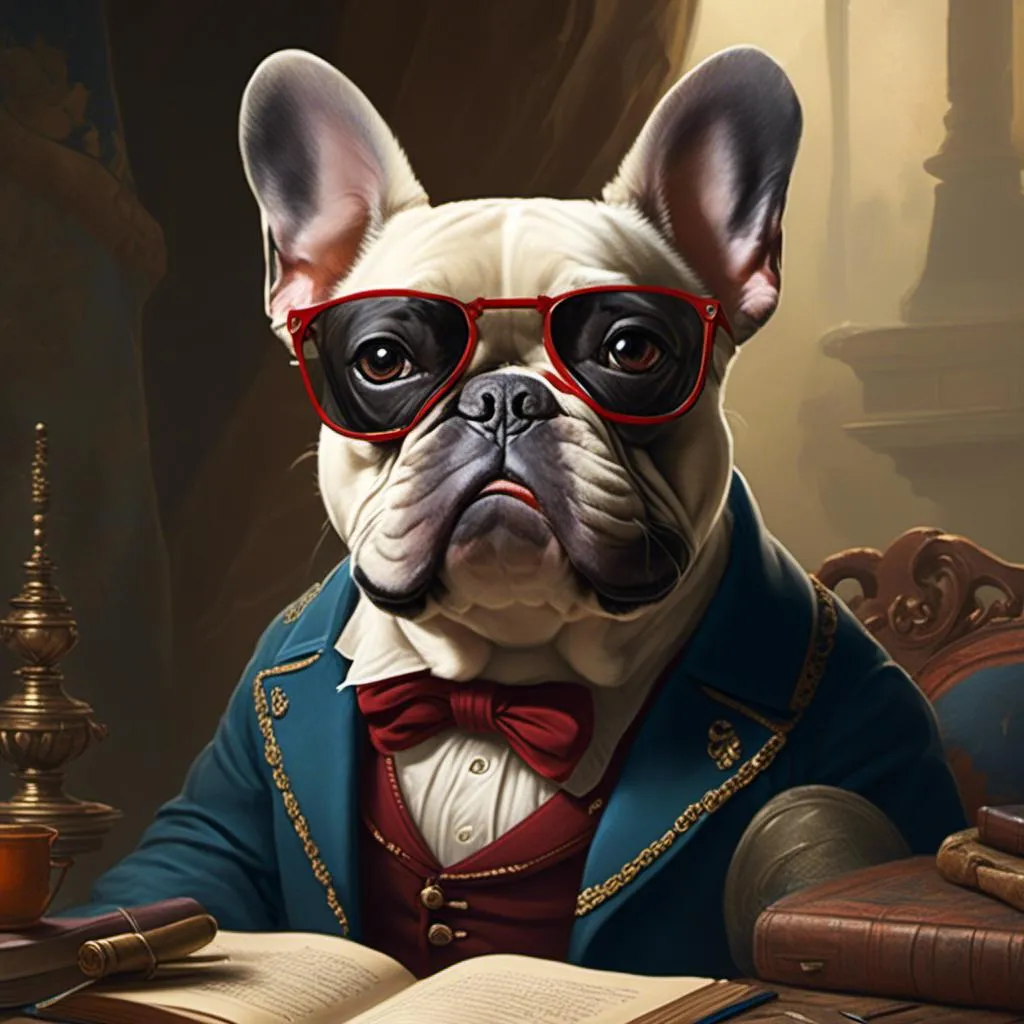 Prompt: <mymodel>French Bulldog as french philosopher. 