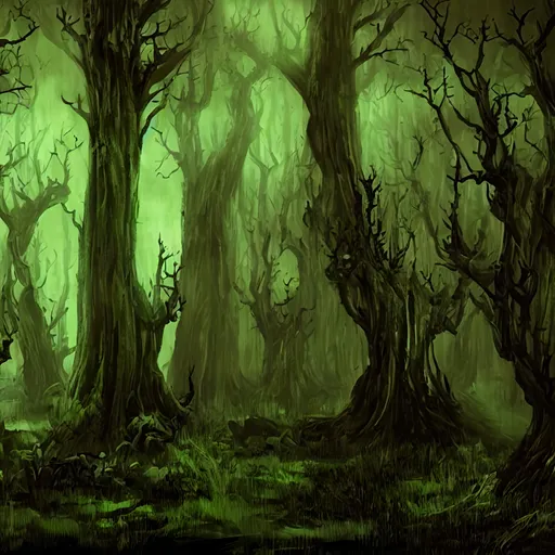 Prompt: Horror dark forest in a fantasy style

