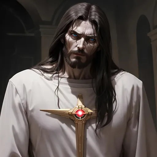 Prompt: Vengeful robotic evil Jesus christ