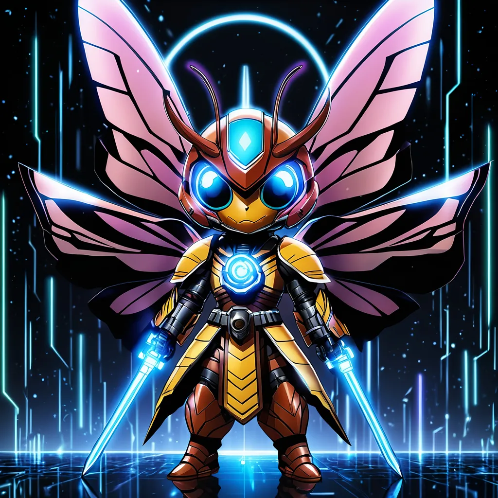 Prompt: mirror ka in the void:: blue eyed samurai geisha shogun:: techno ghost shells 

Within this 8K anime-style masterpiece, imagine not only the extraordinary humanoid carpenter bee but also a captivating Digimon companion standing by your side. The bee, with its glowing brown skin and animated afro hairstyle, exudes vitality. In your grasp, the luminous lightsaber adds an element of forceful determination, all meticulously detailed in the anime aesthetic.

Your focused expression as you tap into the force is complemented by the presence of your Digimon companion. This digital creature, intricately designed in the high-definition resolution, stands by your side, ready for the cosmic adventure. Against the futuristic dreamscape backdrop, swirling galaxies and vivid lighting create an enchanting atmosphere.

Together, you and your Digimon companion become central figures in this 8K anime masterpiece, blending dynamic character design, force manipulation, and the digital mystique of the Digimon universe, all rendered in stunning detail.