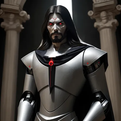 Prompt: Vengeful robotic evil Jesus christ