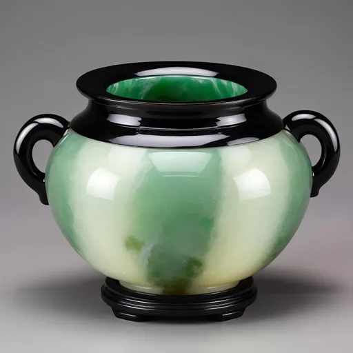 Prompt: Onyx and jade pot.