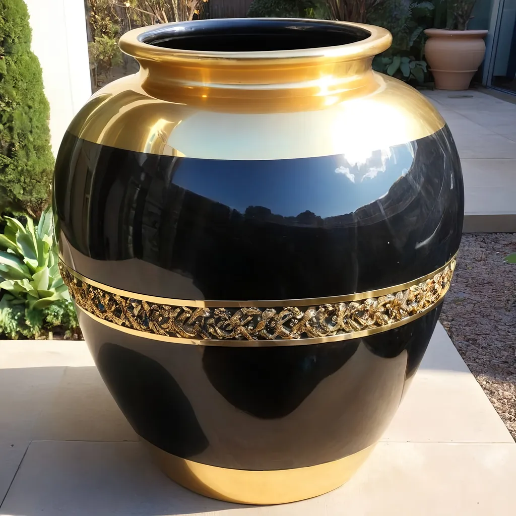 Prompt: giant Onyx and gold pot.