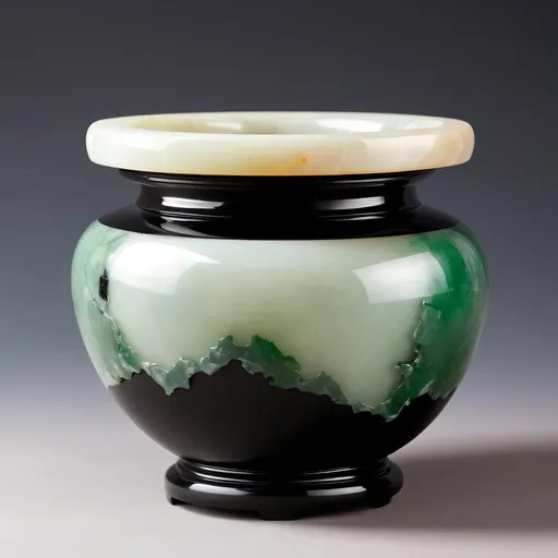 Prompt: Onyx and jade pot.