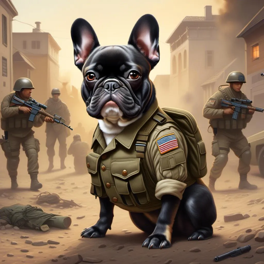 Prompt: <mymodel>French Bulldog as an army ranger.