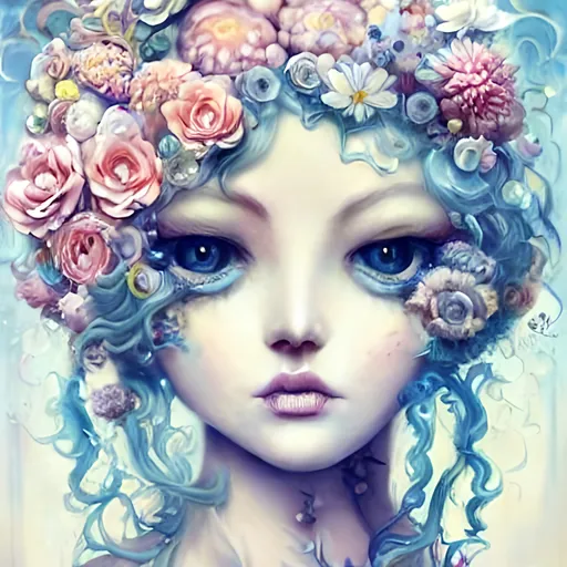 Prompt: Camilla D'Errico art, realistic painted still life beautiful flowers by ambrosius bosschaet!!!!!, fluffy cotton candy clouds, bnicoletta ceccoli, daniel merriam art, jennifer healey art, fantasy art, cotton candy dreams, cracked clock pieces floating in sky, floating spiral staircase, crystal chandelier drops, beautiful symmetrical face, perfect facial features, beautiful cracked porcelain face, renaissance gown, bubbles floating in the sky, iridescent water drops,  fairy dreams, glitter sparkles, michael parks style, daniel merriam art, hyper realistic flower bouquet painting,  soft shadows, stunning, dreamy, elegant, perfect face, sparkles, Beautiful goddess, Haute Couture, princess dress, joseph karl steiler art, tim burton style, muted colors, fairy wings, symmetrical steampunk, muted colors, fairy wings, architecture illustrations 1800s, garden of roses and peonies background, ultra detailed, soft lighting, infinite depth, incredibly detailed, ultra realistic, high index of refraction, hyper realistic elegant smooth sharp clear edges, wide angle perspective, ultra realistic, sense of high spirits, volumetric lighting, occlusion, Unreal Engine 5 128K UHD Octane, fractal, pi, fBm
