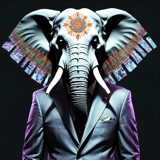 Prompt: anthropomorphic elephant glitch god