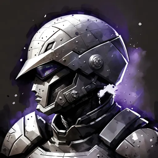 Prompt: Futuristic warrior with dark helmet