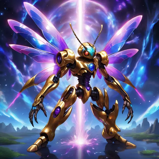 Prompt: tarantula clad in shimmering gold exoskeleton with a tan neck fluff and blue carpenterbee eyes

Vivid purple mantis surrounded by glowing swirling iridescent violet energy as it prepares to Obliterate the world
Black guy brown skin 
Within this 8K anime-style but also a captivating Digimon companion standing by your side. The bee, with its glowing brown skin and animated afro hairstyle, exudes vitality. In your grasp, the luminous lightsaber adds an element of forceful determination, all meticulously detailed in the anime aesthetic.

Your focused expression as you tap into the force is complemented by the presence of your Digimon companion. This digital creature, intricately designed in the high-definition resolution, stands by your side, ready for the cosmic adventure. Against the futuristic dreamscape backdrop, swirling galaxies and vivid lighting create an enchanting atmosphere.

Together, you and your Digimon companion become central figures in this 8K anime masterpiece, blending dynamic character design, force manipulation, and the digital mystique of the Digimon universe, all rendered in stunning detail.