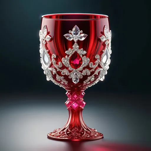 Prompt: Clear crystal goblet with intricate rubies, fire rises from it, high quality, detailed 3D rendering, elegant and luxurious, sparkling gemstones, crystal clear glass, vibrant and rich color reflections, sparkling diamonds, exquisite craftsmanship, luxury, high-res, ultra-detailed, 3D rendering, elegant, luxurious, intricate details, vibrant colors, sparkling gems, crystal clear, exquisite craftsmanship