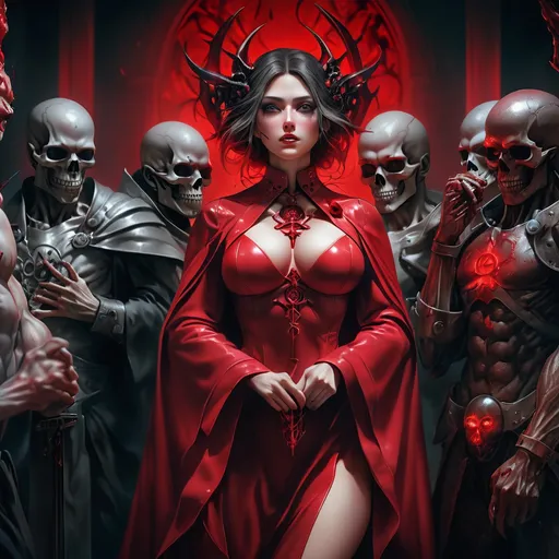 Prompt: The Erudite Orders of the underworld, The Learned Orders of the Underworld, Red of hate and passion, mass control, hdr, dtm, full hd, 8k, ultra detailed, by artgerm, by Yoshitaka Amano, by stefan gesell, realism, superb, professional color grading, soft shadows, no contrast, clean sharp focus, film photography 